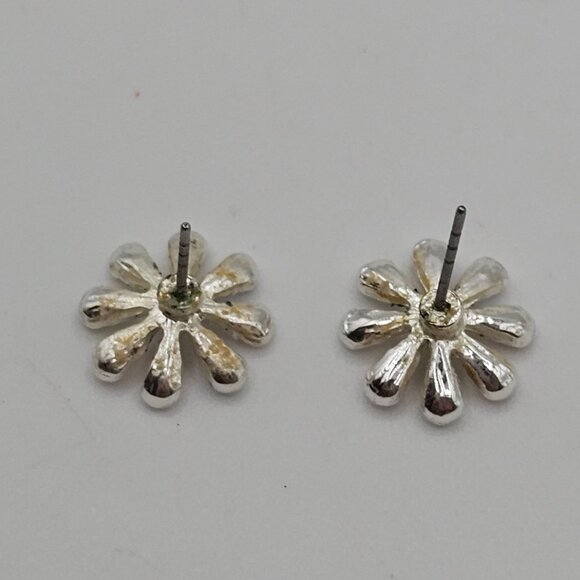 VTG Flower Power Rainbow Rhinestone Daisy Floral Stud Post Earrings Womens Gift - Picture 6 of 9